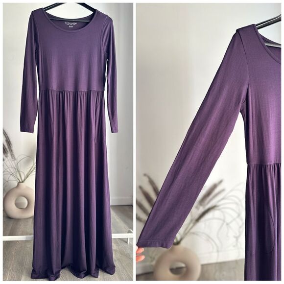 Soft Surroundings Purple Maxi Dress Soft Rayon Long Sleeve XS Petite - Picture 2 of 6